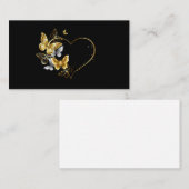 Carte De Visite Coeur aux papillons d'or (Devant / Derrière)