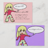 Carte De Visite Coeur Chibi mignon - Cheveux Jaune - (Devant / Derrière)