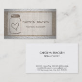 Carte De Visite Coeur chic de pot de maçon de dentelle de toile de (Devant / Derrière)