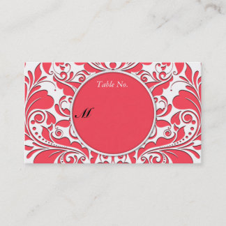 Carte De Visite Coeur Damas Rouge et Blanc de framboise Heart