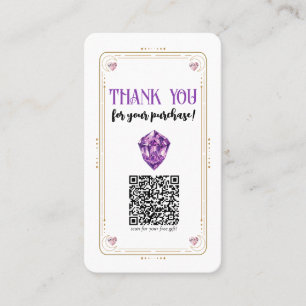 Carte De Visite Cœur d'améthyste Rose Quartz Cristal QR sur les ré
