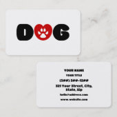 Carte De Visite Coeur d'amour de chien (Devant / Derrière)