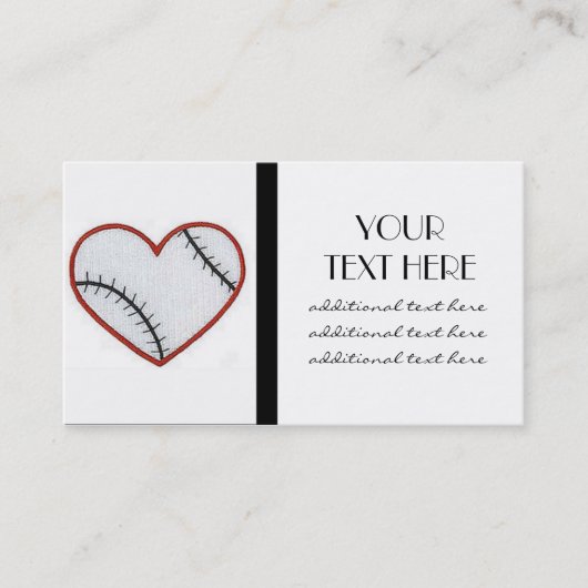 Carte De Visite Coeur de base-ball (Devant)