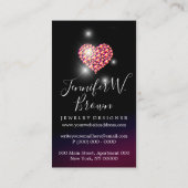 Carte De Visite Coeur de bijoux rose rétro en diamant d'argent (Dos)