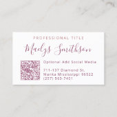 Carte De Visite Coeur de diamant rose vif Ajouter Code QR Glamour (Dos)