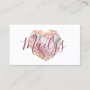 Carte De Visite Coeur de diamant rose vif Ajouter Code QR Glamour