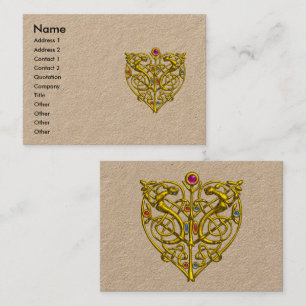 Carte De Visite CŒUR DE LA SAINT-VALENTIN HYPER JAUNE OR Papier Kr