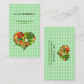 Carte De Visite Coeur de légumes fruits - arrière - plan carré (Devant / Derrière)