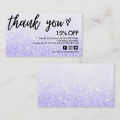 Carte De Visite Coeur de l'Merci Parties scintillant de Faux (Devant / Derrière)