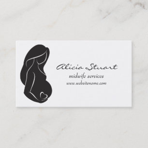 Carte De Visite Coeur de ventre de femme enceinte de silhouette