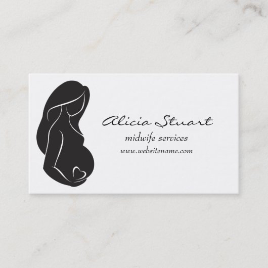 Carte De Visite Coeur de ventre de femme enceinte de silhouette (Devant)