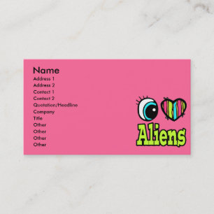 Carte De Visite Coeur des yeux lumineux J'aime les Aliens