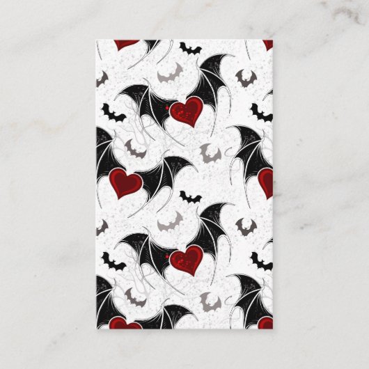 Carte De Visite Coeur d'Halloween avec ailes de chauve-souris noir (Devant)