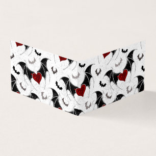 Carte De Visite Coeur d'Halloween avec ailes de chauve-souris noir