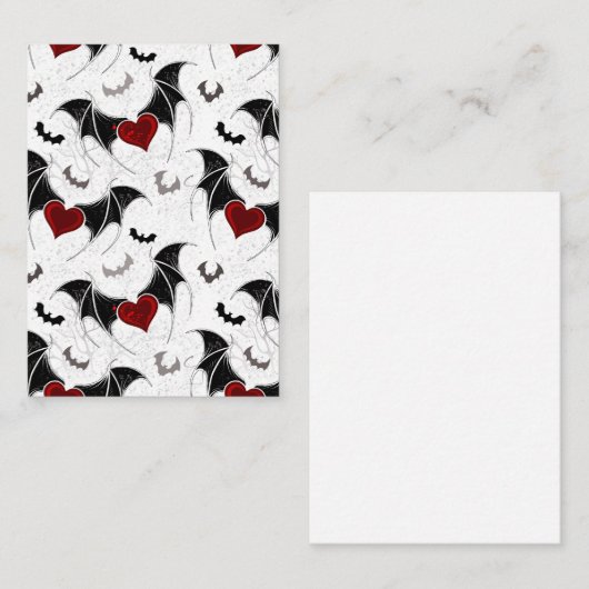 Carte De Visite Coeur d'Halloween avec ailes de chauve-souris noir (Devant / Derrière)