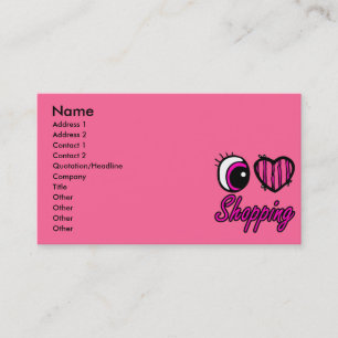 Carte De Visite Cœur d'Œil Émo J'adore Faire du Shopping