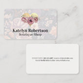 Carte De Visite Coeur d'or et fleurs (Devant / Derrière)