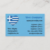 Carte De Visite Coeur du drapeau grec (Devant)