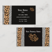 Carte De Visite Coeur Empreinte de léopard (Devant / Derrière)