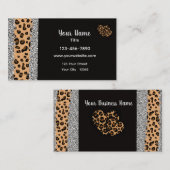 Carte De Visite Coeur Empreinte de léopard (Devant / Derrière)