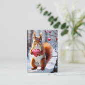 Carte De Visite Coeur en boîte d'écureuil rouge mignon (Debout devant)