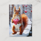 Carte De Visite Coeur en boîte d'écureuil rouge mignon (Devant)