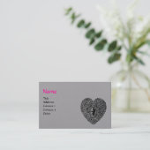 Carte De Visite Cœur en dentelle CUPIDON NOIR Monogramme Rose Gris (Debout devant)