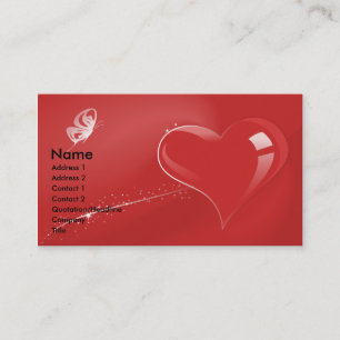 CARTE DE VISITE COEUR ET PAPILLON ROUGES D'IMAGINAIRE