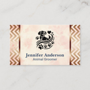 Carte De Visite Cœur et Pattes de Chien Services de soins aux an