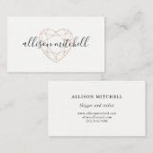 Carte De Visite Coeur et typographie de Geo (Devant / Derrière)