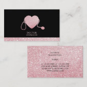 Carte De Visite Coeur étincelant stéthoscope (Devant / Derrière)