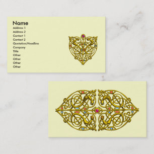 CARTE DE VISITE COEUR HYPER D'OR DE VALENTINE, NOEUDS CELTIQUES,