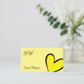 Carte De Visite Coeur mignon jaune clair avec Monogramme et photo (Debout devant)