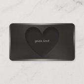 Carte De Visite Coeur noir mat enfoncé sur l'élégance de surface (Devant)