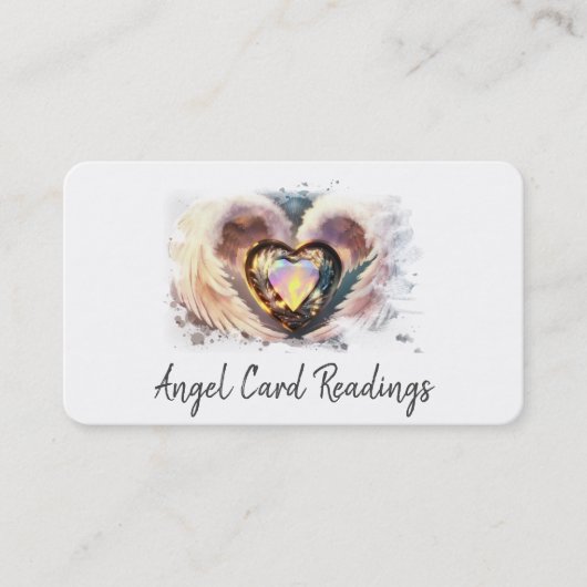 Carte De Visite *~* Coeur Opal Blanc Or Ange ailes AP78 QR (Devant)