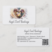 Carte De Visite *~* Coeur Opal Blanc Or Ange ailes AP78 QR (Devant / Derrière)