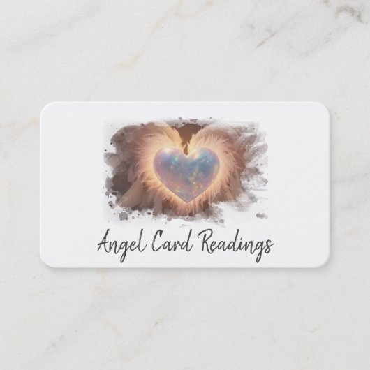 Carte De Visite *~* Coeur Opal Or QR Ange ailes AP78 BLANC (Devant)