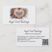 Carte De Visite *~* Coeur Opal Or QR Ange ailes AP78 BLANC (Devant / Derrière)