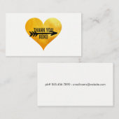 Carte De Visite Coeur or / Flèche / Merci (Devant / Derrière)
