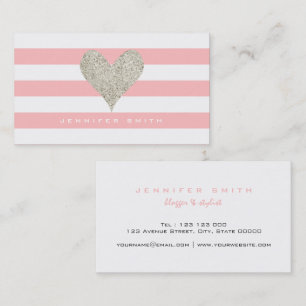 Carte De Visite Coeur Parties scintillant argent