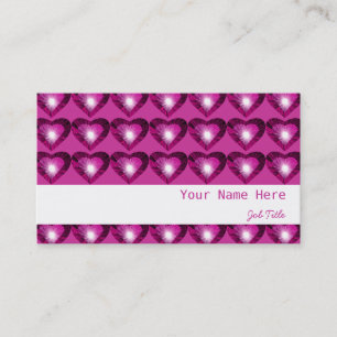 Carte De Visite Coeur rose "coeurs" blanc rayé rose