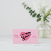 Carte De Visite Cœur Rose - Coiffeur (Debout devant)