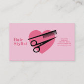 Carte De Visite Cœur Rose - Coiffeur (Devant)