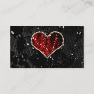 Carte De Visite Coeur rouge de perle