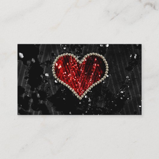 Carte De Visite Coeur rouge de perle (Devant)