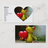 Carte De Visite Coeur rouge Valentine Grenouille verte (Devant / Derrière)