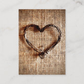 Carte De Visite Coeur rustique de ficelle de pays sur la copie de (Dos)