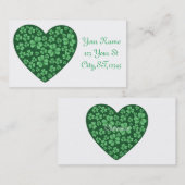 Carte De Visite Coeur Shamrock vert Saint Patrick's Day (Devant / Derrière)
