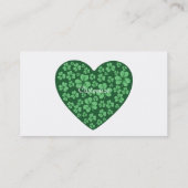 Carte De Visite Coeur Shamrock vert Saint Patrick's Day (Dos)