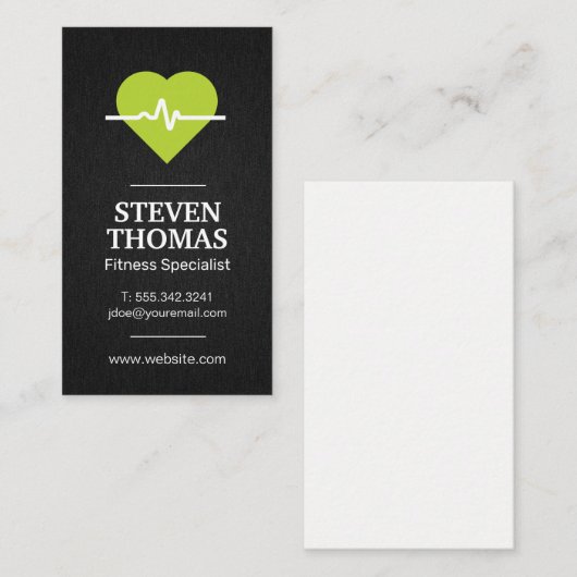 Carte De Visite Coeur vert (Devant / Derrière)